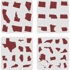 Fingerinspire 4 PCS USA 45 States stencil 11.8x11.8 inch United States Map Mappleats Telems Sets Blastic United States Map Stensics stencils diy stinable stencil for crafts decorations