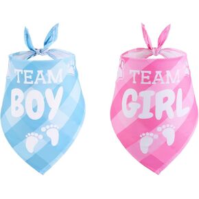 2 PCS جنس الكشف عن الزي باندانا ، Dog Baby Team Team Girl Team Boy Bandana Banda Big Sister أو Brother Dogs Plaid Bandana Photo Pet Pet Accessories لعشاق الحيوانات الأليفة هدية المالك
