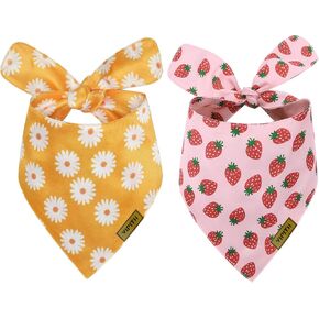 Summer Spring Dog Bandanas 2pcs ، Facium Fabric Fabric Dog Dicf Clankerchief Bandanas for Boy Girl Small Medianced Dogs (كبير)