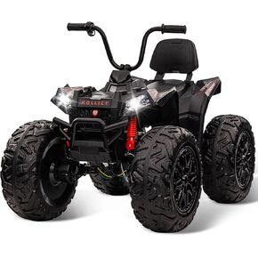 24V Kids ATV ، ركوب اثنين من المقعدين على سيارة كهربائية رباعية السيارة ، محرك قوي 4 × 100 واط ، مع بطارية كبيرة 7AHX2 ، مقبض أسرع ، إطارات إيفا ، تعليقات معدنية كاملة ، مصباح LED ، أبيض