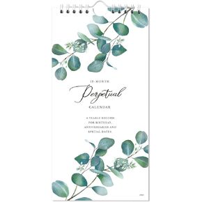 Perpetual Calendar - 12-Month Undated Calendar from Jan. to Dec., 5'' X10'' Perpetual Calendar for Anniversaries, Birthdays, Festivals, Twin-wire Binding, Birthday Reminder Book with Thick Paper - Pink