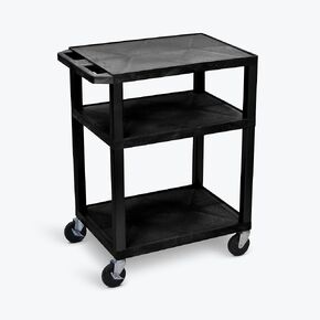 FSE 373-WT34 34"H AV Cart - Three Shelves - Black Legs