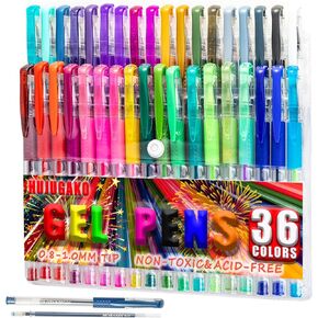 72 Pack Gel Atts ، 36 أقلام هلام ملونة و 36 عبوات مع 60 ٪ حبر الكتابة على نحو سلس للكبار كتب تلوين الكتب الرسم رسومات الرسائل الحرفية الحرفية JOLLOWING