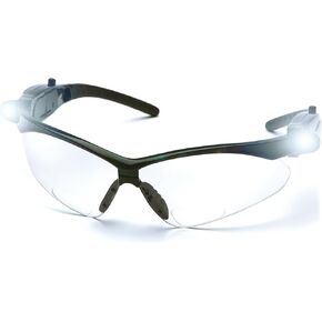Pyramex PMXTREME Readers Bifocal Safety Glasses Eye Protection, Clear +2.5 Bifocal Lens, LED Temples
