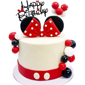 20pcs كعكة عيد ميلاد الماوس مع أقواس وآذان سعيد عيد ميلاد عيد ميلاد ديكورات استحمام الطفل لوازم اللوازم