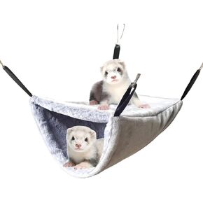 Vedem Small Animal Soft Plush Bunkbed Cage Handout Hideout for Ferret Chinchilla Rat (متوسط ​​، رمادي)