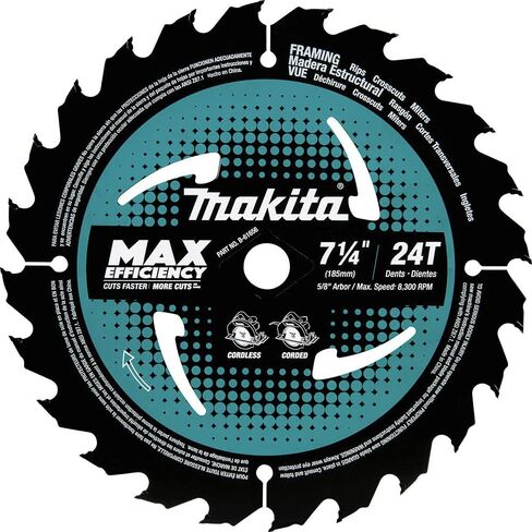 Makita B-61656-3 7-1/4" 24T Carbide-Tipped Max Efficiency Circular Saw Blade, Framing, 3/pk in Saudi Arabia
