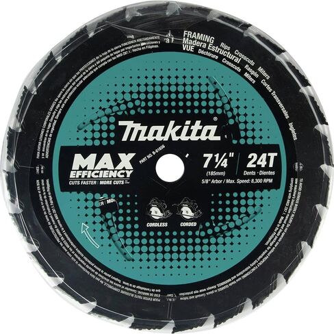 Makita B-61656-3 7-1/4" 24T Carbide-Tipped Max Efficiency Circular Saw Blade, Framing, 3/pk in Saudi Arabia