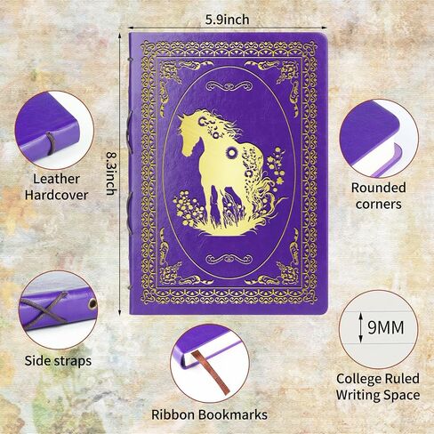 الهدايا الوردية A5 Horse For Women Girls Faux Leather Vintage Notebook Inspirational Horse Trainer Gift Hardcover Notebook ، 200 صفحة 120 GSM ورقة سميكة مع القلم ، هدايا عاشق هدايا الفروسية (Horse Pink) in Kuwait