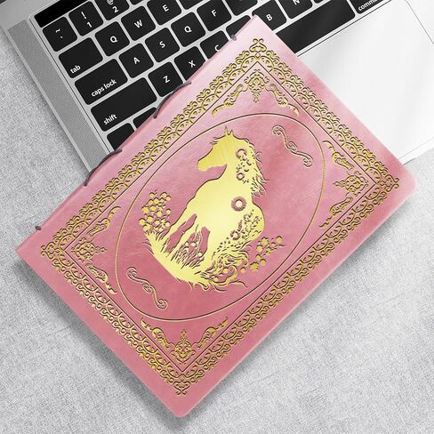 الهدايا الوردية A5 Horse For Women Girls Faux Leather Vintage Notebook Inspirational Horse Trainer Gift Hardcover Notebook ، 200 صفحة 120 GSM ورقة سميكة مع القلم ، هدايا عاشق هدايا الفروسية (Horse Pink) in Kuwait
