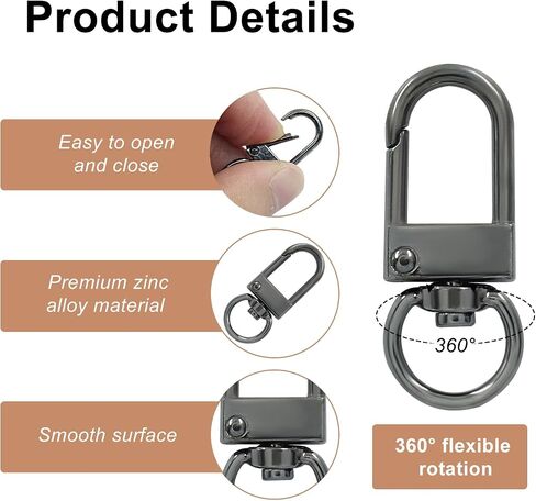 30Pcs Metal Lobster Claw Clasps, 360° Swivel Trigger Snap Hooks, Key Chain Hooks, DIY Claw Clasps for Jewelry, Purse Making, Bags Keychain, Key Rings, Art Crafts (Black) in Saudi Arabia