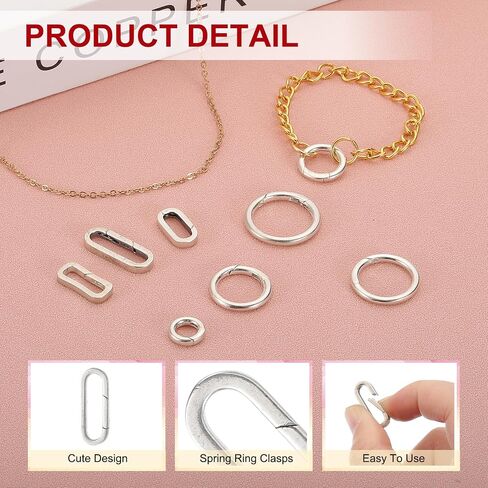 PATIKIL Spring Oval Clip Pendant Clasp, Spring Ring Buckle Necklace Clasps and Closures Charm Clasp Necklace Bracelet Extender Connector for Jewelry Making (L, Silver) in Saudi Arabia