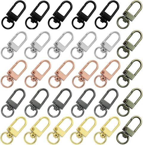 30Pcs Metal Lobster Claw Clasps, 360° Swivel Trigger Snap Hooks, Key Chain Hooks, DIY Claw Clasps for Jewelry, Purse Making, Bags Keychain, Key Rings, Art Crafts (Black) in Saudi Arabia