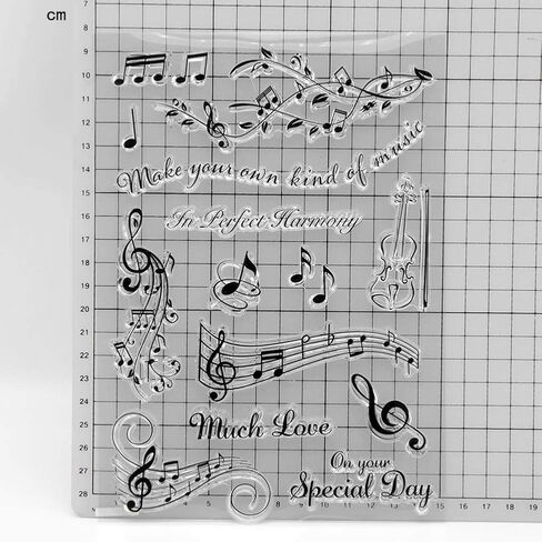 Tikkii 2-Pack Music Note Clear Stamps Musical Instruments Violin Piano Keys Rubber Template for Card Making and Scrapbooking (A347) in Saudi Arabia