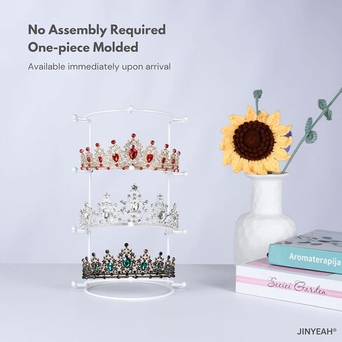 Crown Display 4-Tier Crown Holder Tiara Display White Crown Storage Organizer Jewelry Holder for Women Girls Wedding Home Shop Store in Saudi Arabia