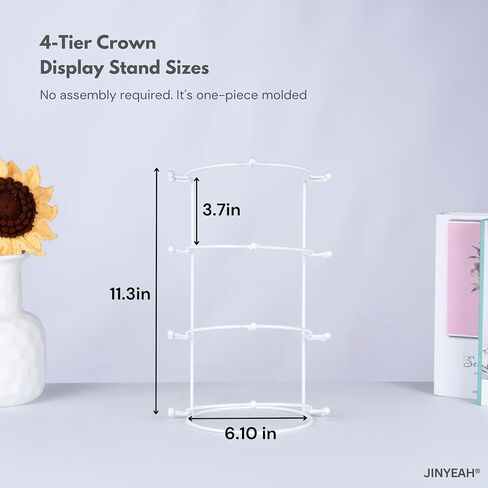 Crown Display 4-Tier Crown Holder Tiara Display White Crown Storage Organizer Jewelry Holder for Women Girls Wedding Home Shop Store in Saudi Arabia
