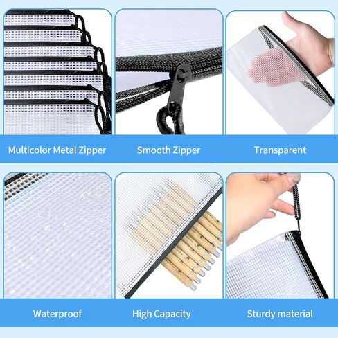 220 Pack A6 Mesh Zipper Pouch Bags Black 9.4 x 4.5 Inch Pencil Pouches Bulk Small Mesh Bags with Zipper Waterproof Zipper File Bags for Travel Puzzles School Office Supplies Organization in Saudi Arabia