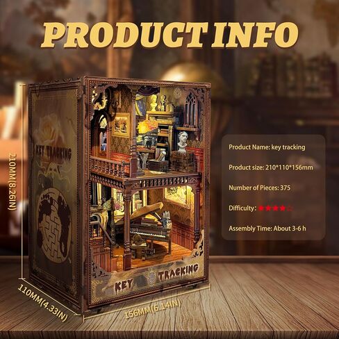 Book Nook Kit-DIY Dollhouse Kit 1:24 Scale Wooden Miniature Studio with Dust Cover Bookshelf Decor 3D Puzzle Book Nooks for Adults to Build Gift-Key Tracking (SQ-31) in Kuwait