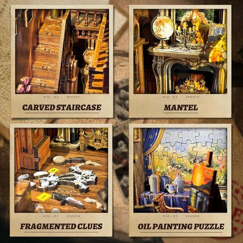 Book Nook Kit-DIY Dollhouse Kit 1:24 Scale Wooden Miniature Studio with Dust Cover Bookshelf Decor 3D Puzzle Book Nooks for Adults to Build Gift-Key Tracking (SQ-31) in Kuwait