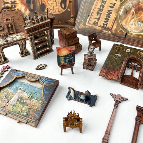 Book Nook Kit-DIY Dollhouse Kit 1:24 Scale Wooden Miniature Studio with Dust Cover Bookshelf Decor 3D Puzzle Book Nooks for Adults to Build Gift-Key Tracking (SQ-31) in Kuwait