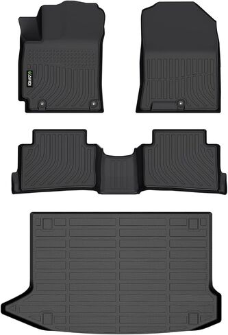 Floor Mats Custom for Hyundai Kona 2018-2023/ Kona N 2022-2023 (No Electric Models) All Weather Protection TPE Heavy Duty Automotive Floor Liners Fits Front& 2nd Row Full Set Accessories, Black in Saudi Arabia