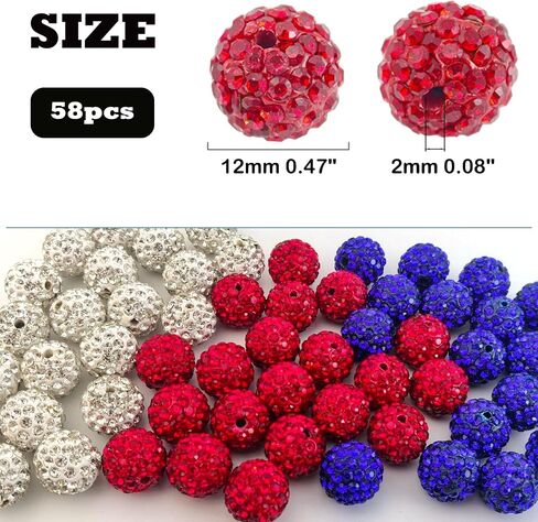 12mm Peach Clay Rhinestone Beads - 58pcs Sparkly Pave Disco Ball Round Diamond Bling Loose Spacer Beads for Jewelry Making, Bracelets, Necklaces, DIY Design and Craft Projects in Kuwait