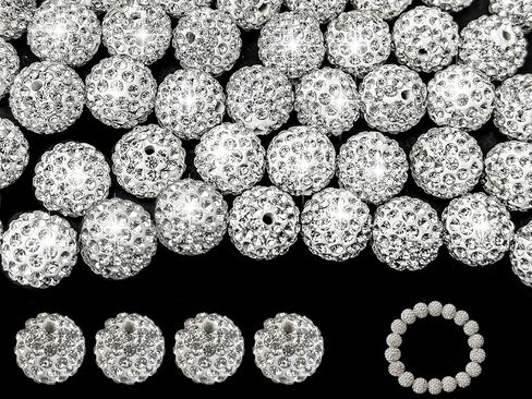 12mm Peach Clay Rhinestone Beads - 58pcs Sparkly Pave Disco Ball Round Diamond Bling Loose Spacer Beads for Jewelry Making, Bracelets, Necklaces, DIY Design and Craft Projects in Kuwait