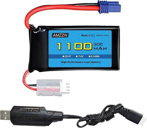 7.4V 1100mAh 2S Lipo Battery with EC2 Plug and USB for UTB18 RC Car, 4WD Unlimited Off-Road High-Performance Climbing Vehicle Battery Accessories (1PCS Battery+1USB) in Saudi Arabia