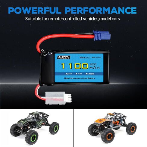 7.4V 1100mAh 2S Lipo Battery with EC2 Plug and USB for UTB18 RC Car, 4WD Unlimited Off-Road High-Performance Climbing Vehicle Battery Accessories (1PCS Battery+1USB) in Saudi Arabia