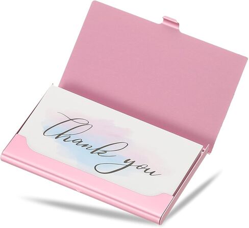 PATIKIL Small Business Card Holder, Alloy Name Card Holder Bling Pocket Card Holders Organizer Cards Display for Women Office Exhibition, Pink in Saudi Arabia