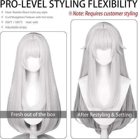 Navia Cosplay Wig for Anime Genshin Impact Wigs Fontaine Short Blonde Wavy Hair Synthetic Fabric with Free Wig Cap for Women Comic Con, Cosplay Show,Halloween in Kuwait