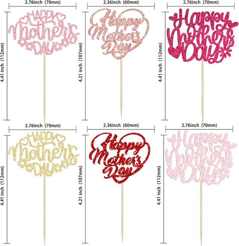 Gyufise 24pcs عيد أم سعيد Cupcake Cupcake Topcake Glitter Heart Love Mother Birthday Cupcake تختار الزخارف لأفضل أمي عشية عيد ميلاد عيد ميلاد سعيد اللوازم Multi in Kuwait