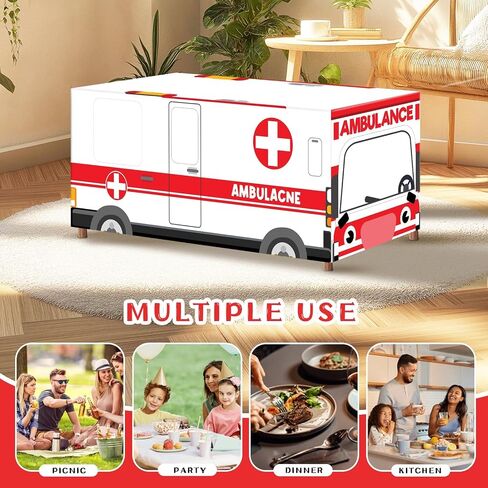 Cumule 6 Ft Ambulance Tablecloths Ambulance Theme Table Cover Birthday Party Decorations Washable Polyester Rectangle Table Cover Decor for Dinner Picnic Table Cloth School Home Decoration in Saudi Arabia