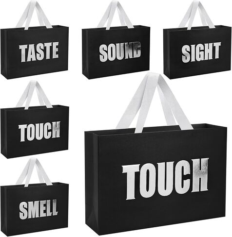 Xloey Five Senses Gift Bags for Her,12.6" Mother's Day Gift Bag with Ribbon Handles,5 Senses White Paper Bags with Word,for Valentine's Day, Birthday,Wedding,Party in Saudi Arabia