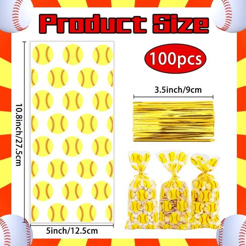حقائب Goodie للبيسبول ، 100 PCS Softball Goodie ، حقيبة هدايا للبيسبول البلاستيكية للبيسبول. in Kuwait