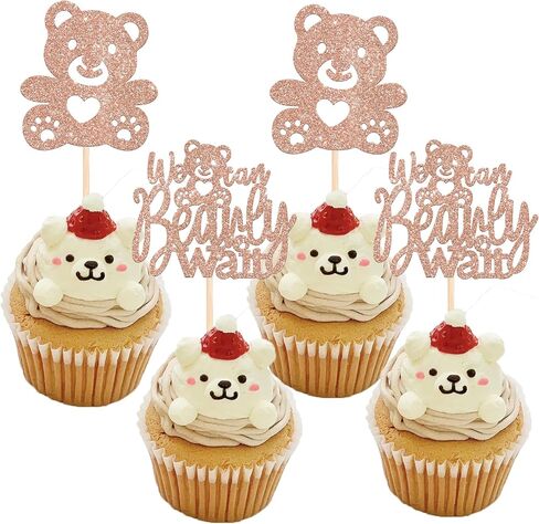 RSSTARXI 40 Pack Baby Bear Cupcake Topcake Pink أو Blue Goodnight Bear Cupcake يختار الجنس تكشف in Kuwait