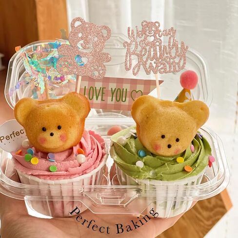 RSSTARXI 40 Pack Baby Bear Cupcake Topcake Pink أو Blue Goodnight Bear Cupcake يختار الجنس تكشف in Kuwait