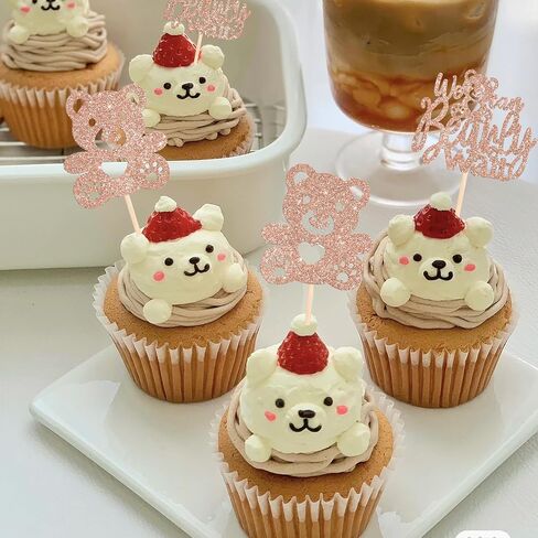 RSSTARXI 40 Pack Baby Bear Cupcake Topcake Pink أو Blue Goodnight Bear Cupcake يختار الجنس تكشف in Kuwait