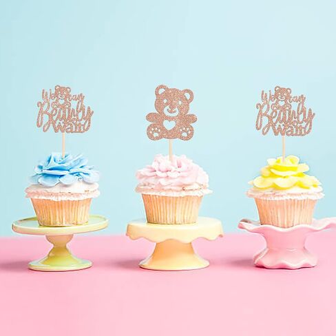 RSSTARXI 40 Pack Baby Bear Cupcake Topcake Pink أو Blue Goodnight Bear Cupcake يختار الجنس تكشف in Kuwait