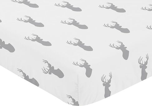 Sweet Jojo Designs Navy Blue White Woodland Deer Boy Baby Fitted Crib Sheet Set Nursery Soft Infant Newborn Fits Standard Mattress or Toddler Bed - 2pc - Forest Animal Stag Antler in Saudi Arabia