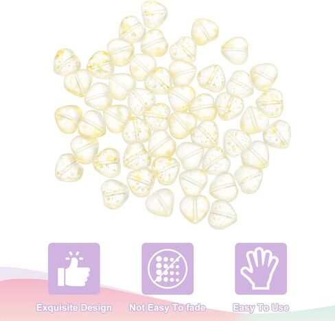 uxcell 50Pcs Glass Crystal Beads, 8mm Heart Shaped Charm Pendants Heart Glass Spacer Beads for DIY Necklace Earrings Bracelets Crafts, Blue Pink in Kuwait
