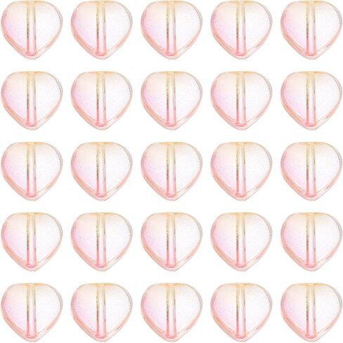 uxcell 50Pcs Glass Crystal Beads, 8mm Heart Shaped Charm Pendants Heart Glass Spacer Beads for DIY Necklace Earrings Bracelets Crafts, Blue Pink in Kuwait