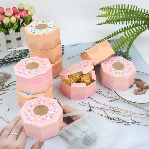 30pcs DIY Mini Paper Favor Boxes Small Candy Treat Boxes for Wedding Bridal Baby Shower Birthday Party Decorations (Multicolor Donut Style) in Saudi Arabia