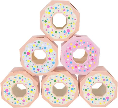 30pcs DIY Mini Paper Favor Boxes Small Candy Treat Boxes for Wedding Bridal Baby Shower Birthday Party Decorations (Multicolor Donut Style) in Kuwait