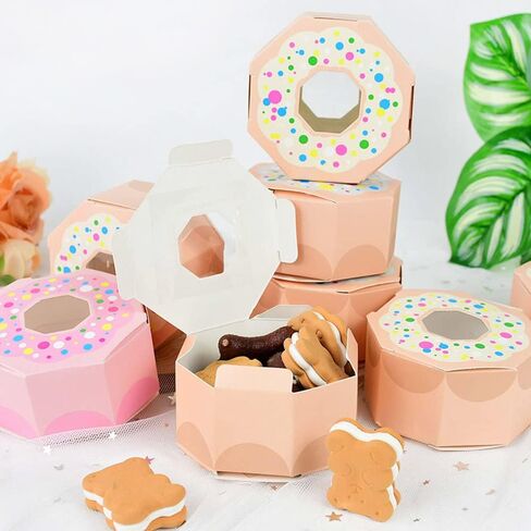 30pcs DIY Mini Paper Favor Boxes Small Candy Treat Boxes for Wedding Bridal Baby Shower Birthday Party Decorations (Multicolor Donut Style) in Kuwait