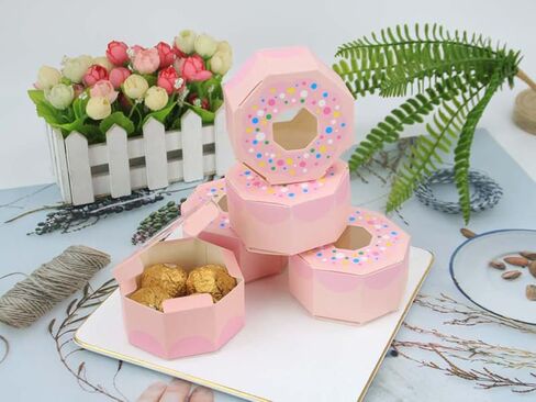 30pcs DIY Mini Paper Favor Boxes Small Candy Treat Boxes for Wedding Bridal Baby Shower Birthday Party Decorations (Multicolor Donut Style) in Kuwait