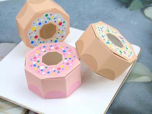 30pcs DIY Mini Paper Favor Boxes Small Candy Treat Boxes for Wedding Bridal Baby Shower Birthday Party Decorations (Multicolor Donut Style) in Kuwait