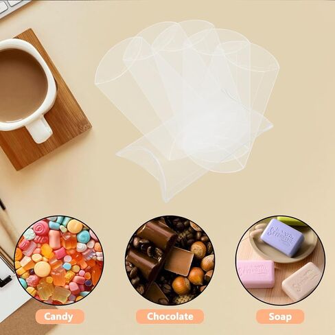Ttzeze Pillow Favor Favor Boxes ، صناديق وسادة PVC ، صناديق التغليف الصافية ، صناديق التغليف الصافية ، صناديق علاج الحفلات ، صناديق هدايا صغيرة ، 50 PCS صناديق بلاستيكية للهدايا حفل زفاف 14 × 7.5 مم/5.51 × 2.76x0.98 '' '' ' in Kuwait