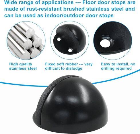 سدادة الباب ، 2 حزمة 3M لاصق الباب توقف الباب ، توقف باب الأرض لأسفل الباب الأسود المصد لا يوجد حارس جدار حفر الحفر (الفضة) in Kuwait