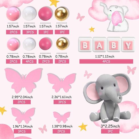 Elephant Cake Decoration Mini Elephant Cake Topper Blue BABY Letter Cake Toppers Gold Blue White Pearl Ball for Baby Shower Boy Elephant Theme Birthday Party Supplies (BLUE) in Saudi Arabia
